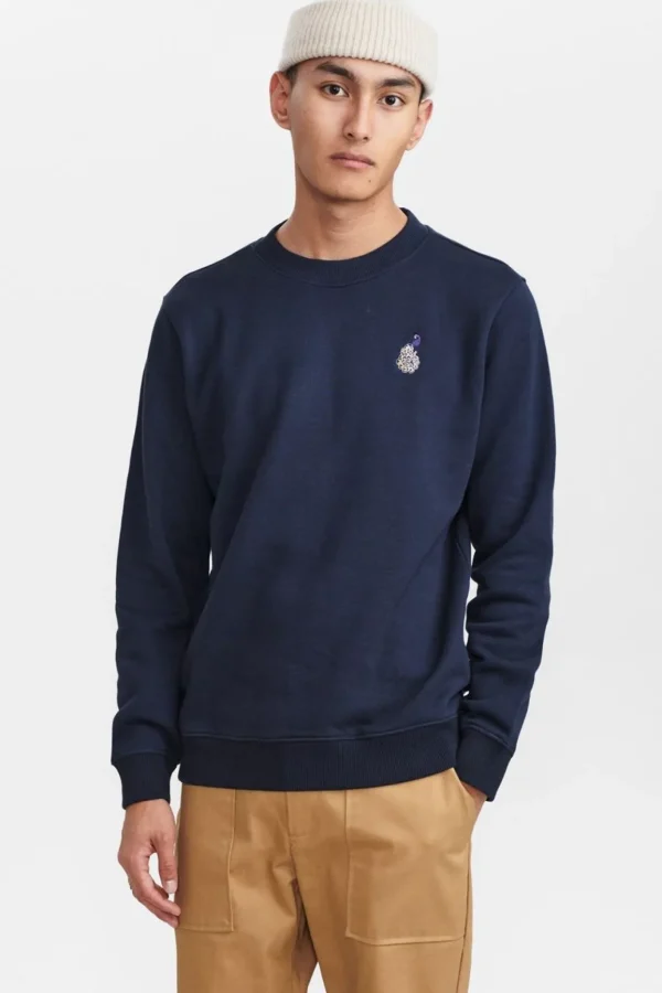 Mand Anerkjendt Akallen Embroidery Sweat - Cornet Blue