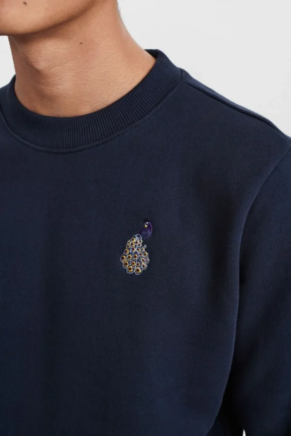 Mand Anerkjendt Akallen Embroidery Sweat - Cornet Blue