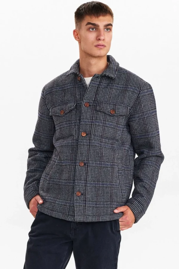 Mand Anerkjendt Akbastian Check Jacket - Dark Grey Mel