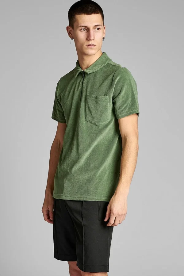 Mand Anerkjendt Akbob Ss Zip Polo - Vineyard Green