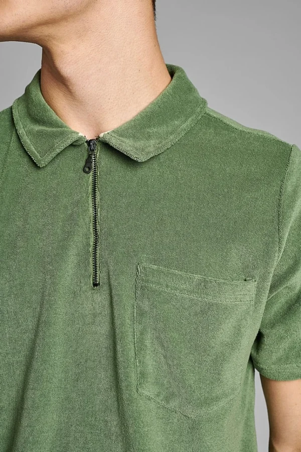 Mand Anerkjendt Akbob Ss Zip Polo - Vineyard Green