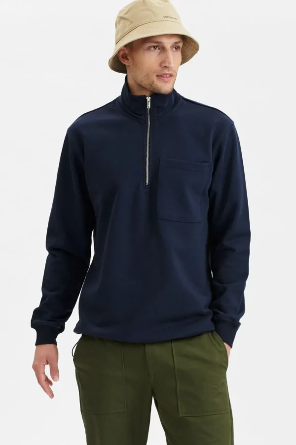 Mand Anerkjendt Akclaus Half Zip Relaxed Sweat - Sky Captain