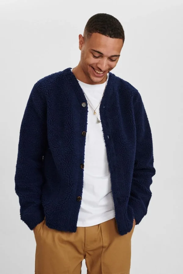 Mand Anerkjendt Akdan Pile Cardigan - Sky Captain