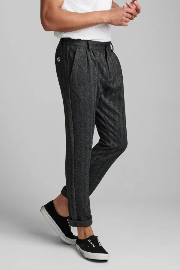 Mand Anerkjendt Akdolmo Pleats Pants - Dark Grey Mel