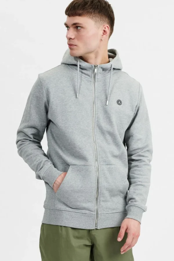 Mand Anerkjendt Akelliot Noos Zip Hoodie - Light Grey Mel