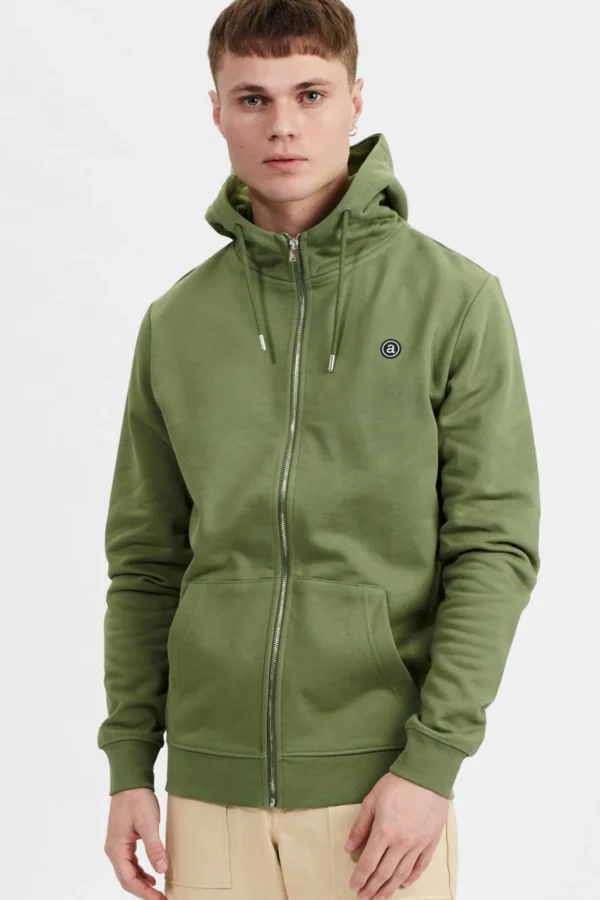 Mand Anerkjendt Akelliot Noos Zip Hoodie - Olivine