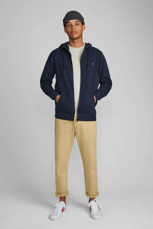 Mand Anerkjendt Akelliott Organic Hoodie Zip - Noos - Sky Captain