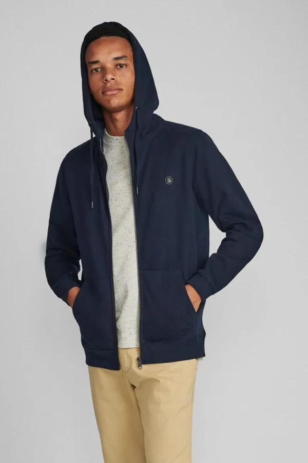 Mand Anerkjendt Akelliott Organic Hoodie Zip - Noos - Sky Captain