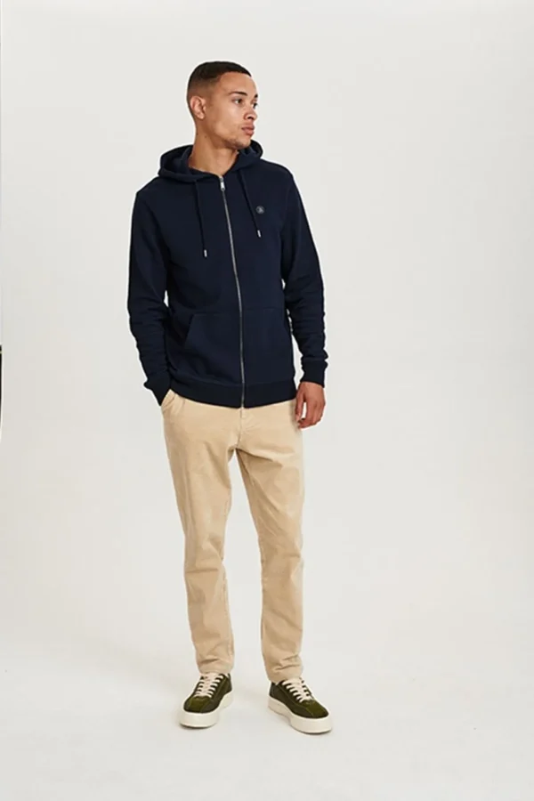 Mand Anerkjendt Akelliott Organic Hoodie Zip - Noos - Sky Captain