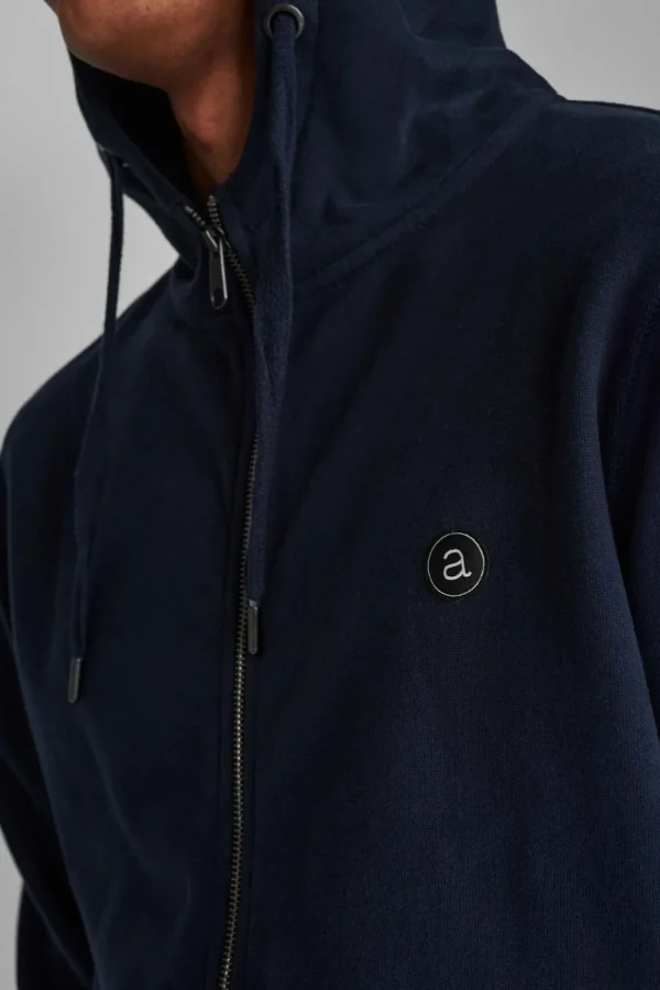 Mand Anerkjendt Akelliott Organic Hoodie Zip - Noos - Sky Captain