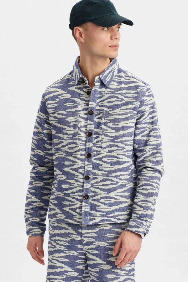 Mand Anerkjendt Akhanky Jacquard Overshirt - Cornet Blue