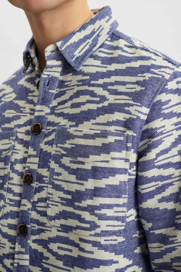 Mand Anerkjendt Akhanky Jacquard Overshirt - Cornet Blue