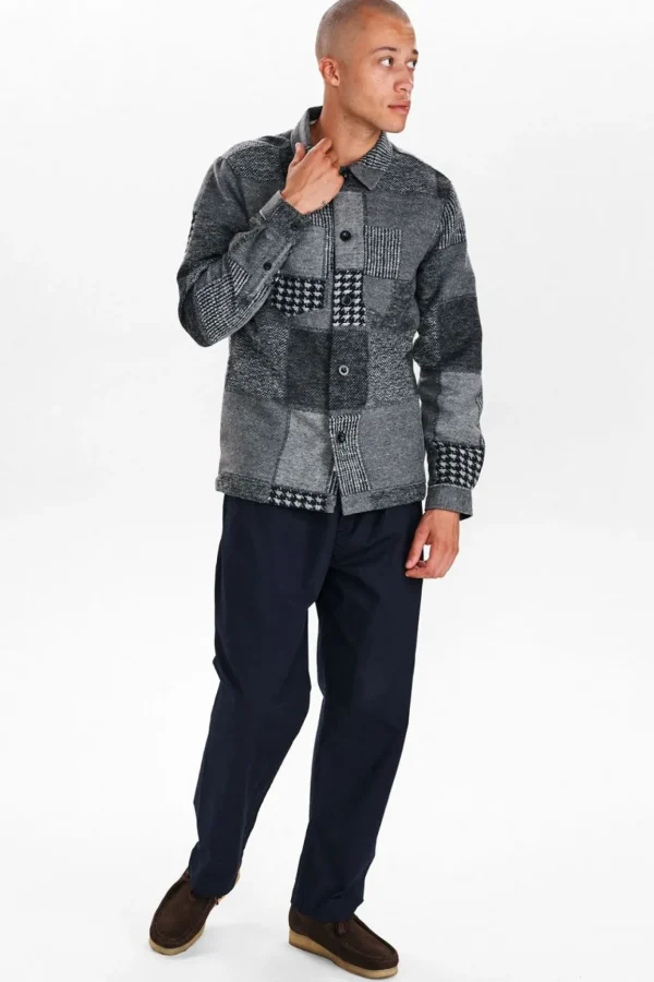 Mand Anerkjendt Akhanky Jaquard Overshirt - Dark Grey Mel