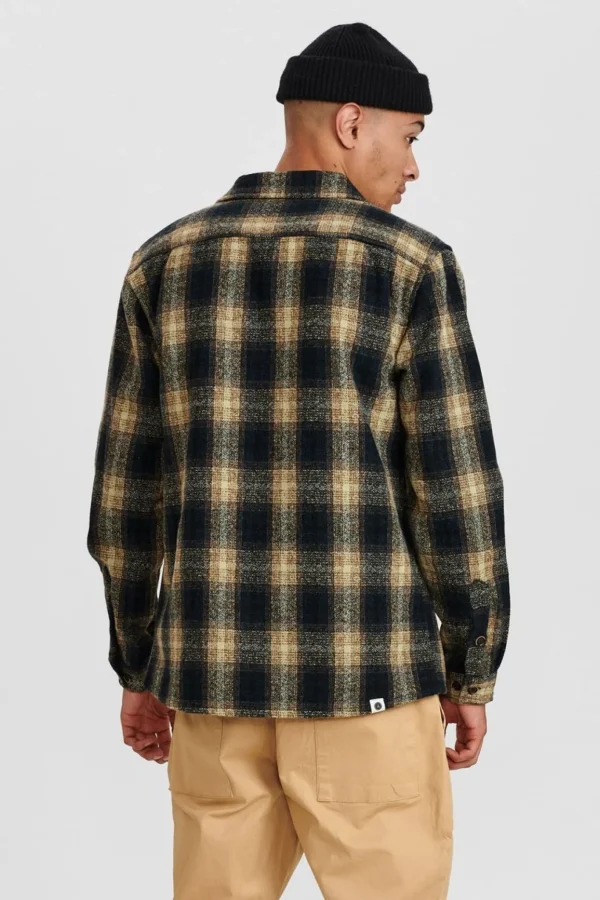 Mand Anerkjendt Akhanky Wool Check Overshirt - Slate Black