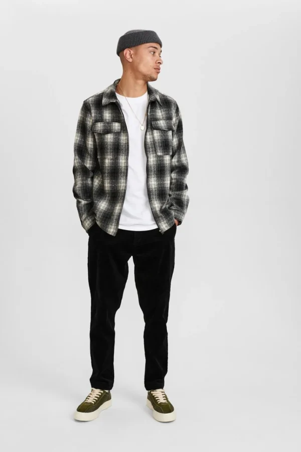 Mand Anerkjendt Akhanky Wool Check Overshirt - Caviar