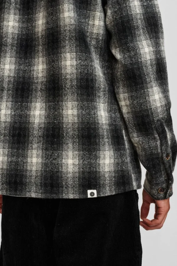 Mand Anerkjendt Akhanky Wool Check Overshirt - Caviar