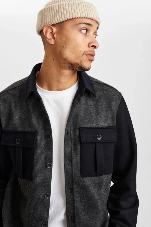 Mand Anerkjendt Akhauro Wool Overshirt - Caviar