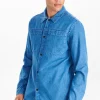 Mand Anerkjendt Akherbert Denim Overshirt - Medium Blue Denim