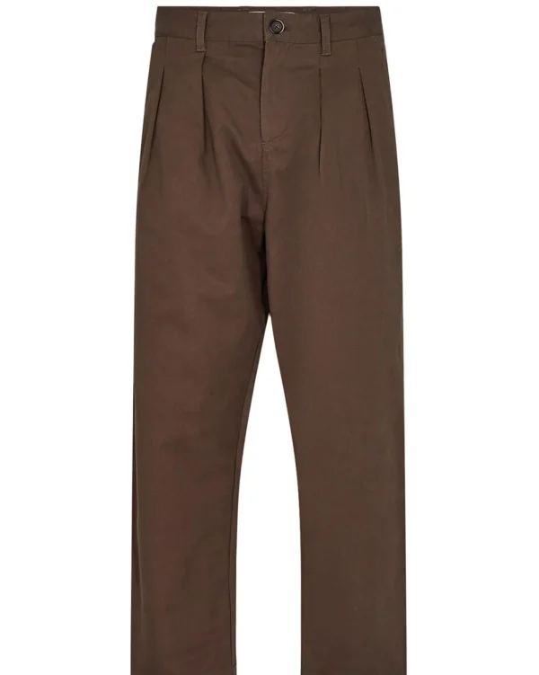 Mand Anerkjendt Akjakob Cotton Pleat Pant - Chocolate Brown