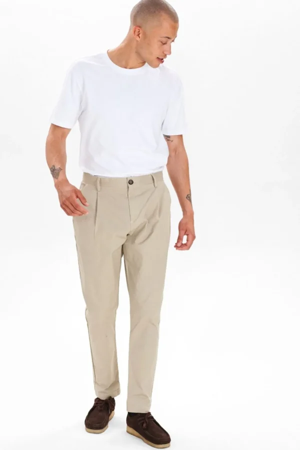 Mand Anerkjendt Akjames Cotton Pleat Pant - Cobblestone