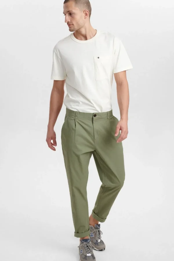 Mand Anerkjendt Akjulius Cotton Pleat Pant - Olivine