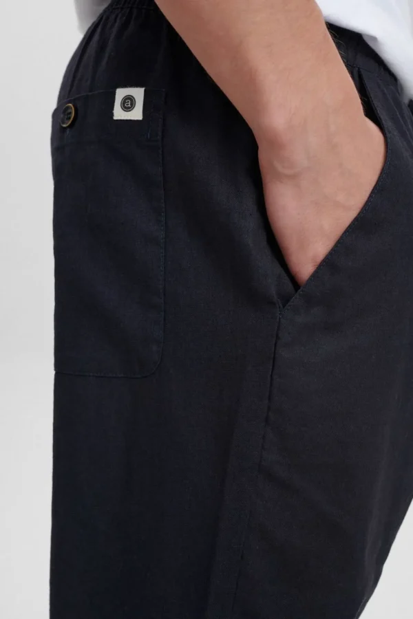 Mand Anerkjendt Akjulius Linen Pant - Dark Navy