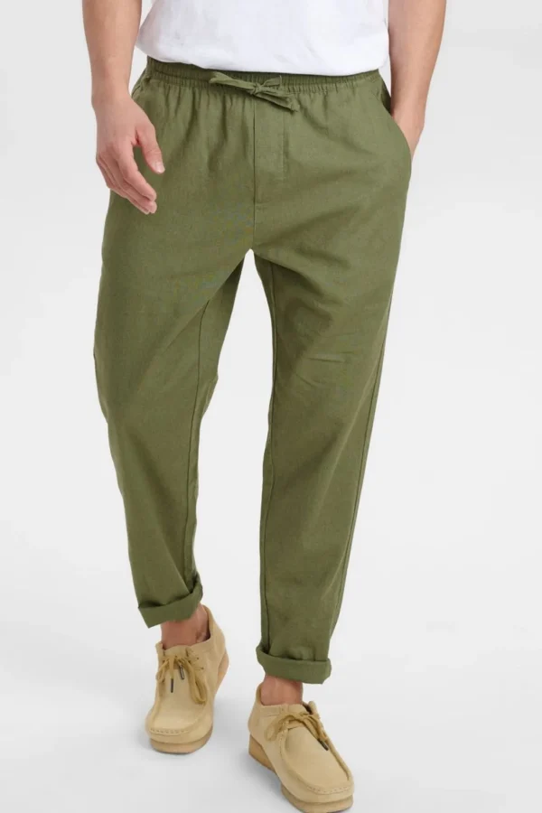 Mand Anerkjendt Akjulius Linen Pant - Olivine