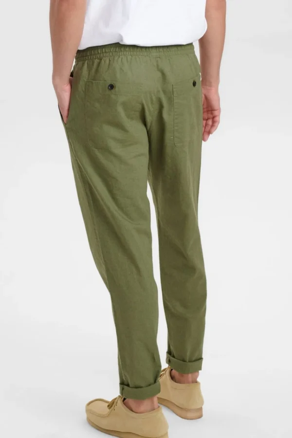 Mand Anerkjendt Akjulius Linen Pant - Olivine