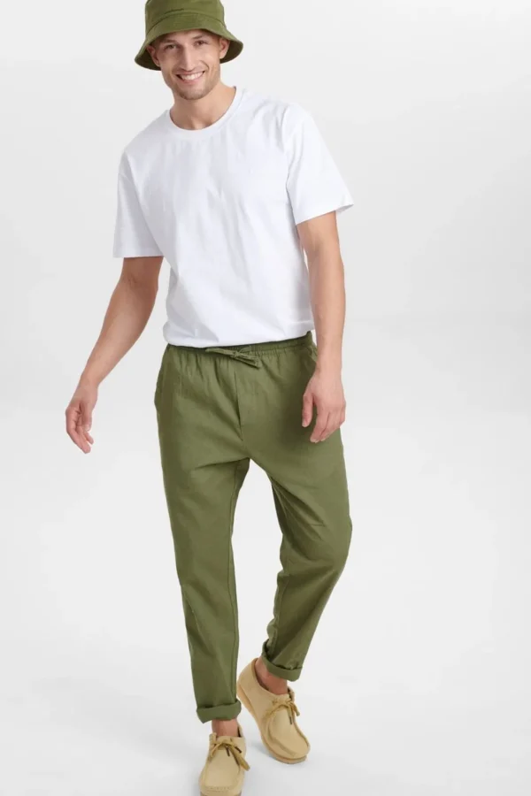 Mand Anerkjendt Akjulius Linen Pant - Olivine