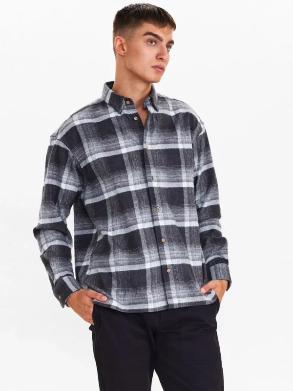 Mand Anerkjendt Akkarsten Checked Overshirt - Dark Grey Mel