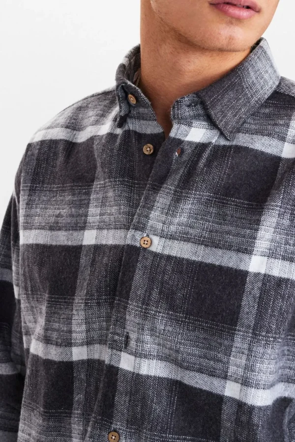 Mand Anerkjendt Akkarsten Checked Overshirt - Dark Grey Mel