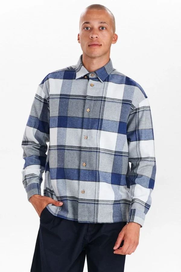 Mand Anerkjendt Akkarsten Checked Shirt - Cornet Blue