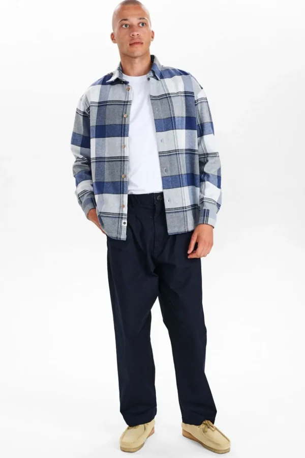 Mand Anerkjendt Akkarsten Checked Shirt - Cornet Blue