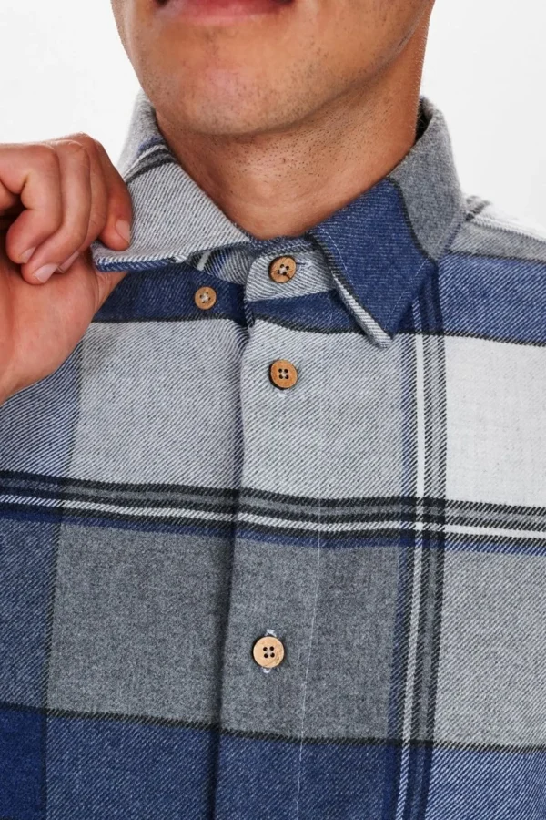 Mand Anerkjendt Akkarsten Checked Shirt - Cornet Blue