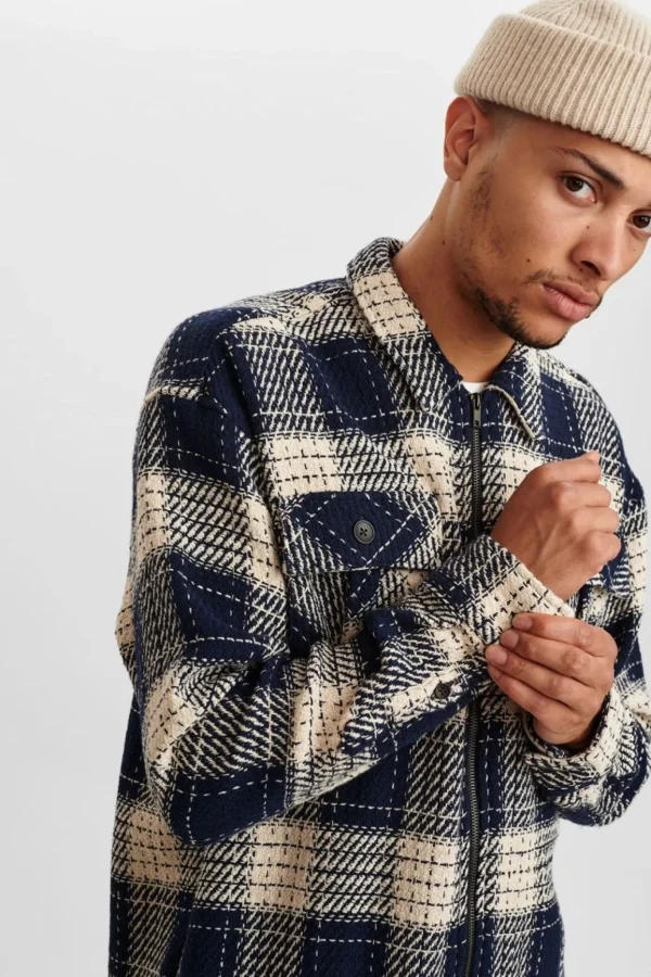 Mand Anerkjendt Akkarsten Heavy Check Overshirt - Sky Captain