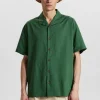 Mand Anerkjendt Akkarsten S/S Seersucker Shirt - Olivine