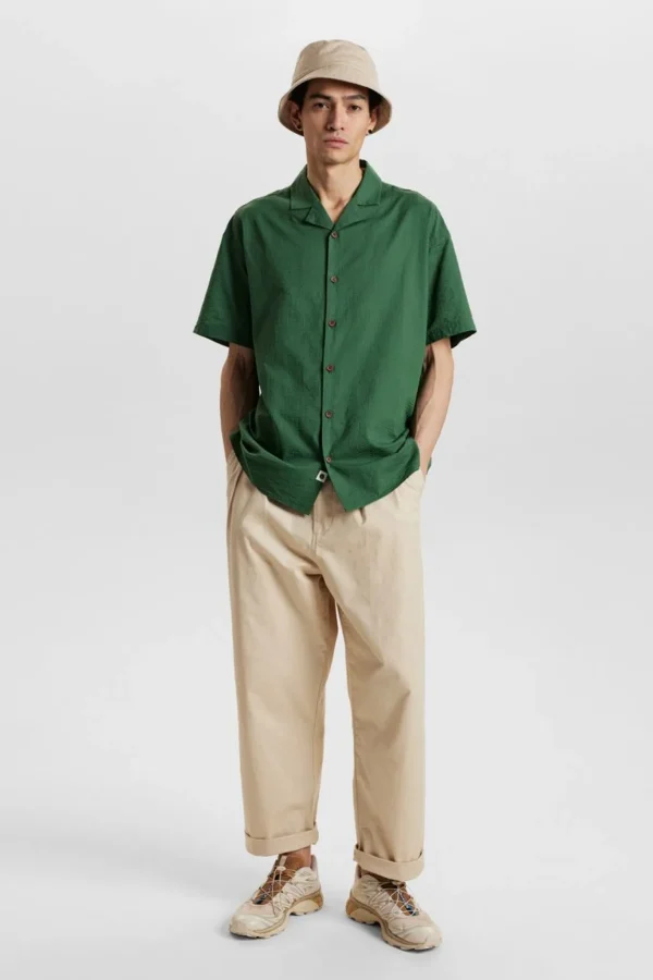 Mand Anerkjendt Akkarsten S/S Seersucker Shirt - Olivine