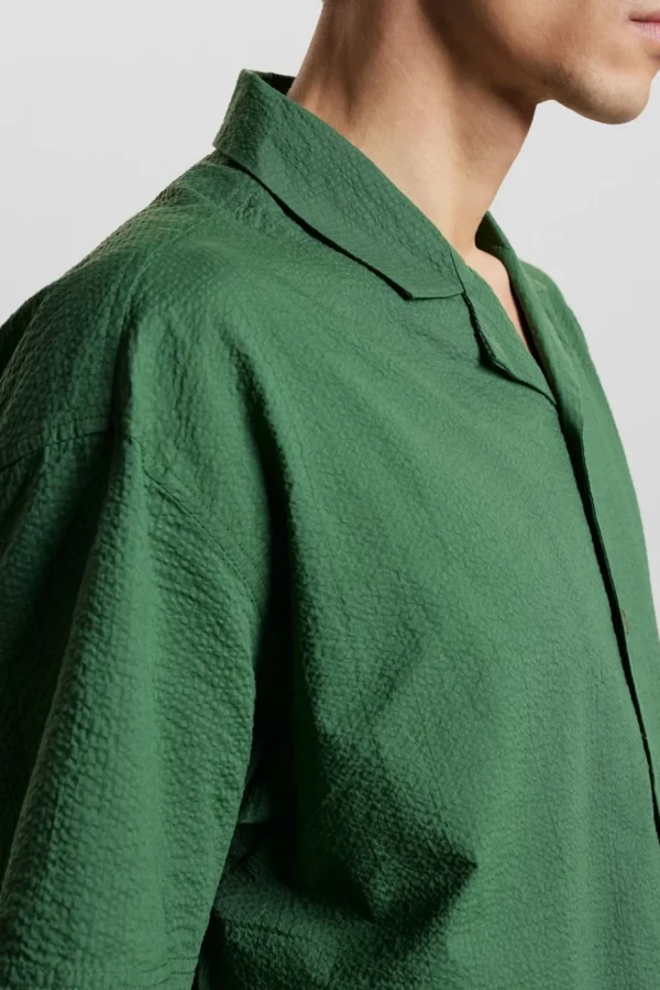 Mand Anerkjendt Akkarsten S/S Seersucker Shirt - Olivine