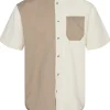 Mand Anerkjendt Akkian Cot/Linen Block Shirt - Tofu