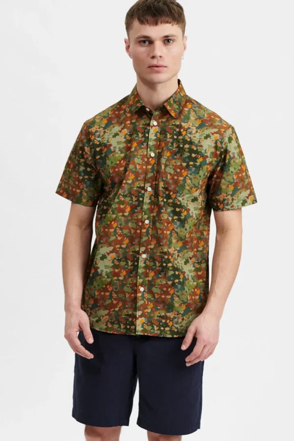 Mand Anerkjendt Akkian Ss Aop Shirt - R. Green