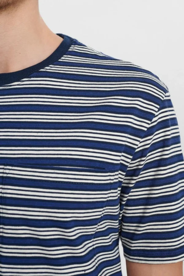 Mand Anerkjendt Akkikki Blue Stripe Tee - Sky Captain