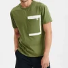 Mand Anerkjendt Akkikki Double Pocket Tee - Olivine