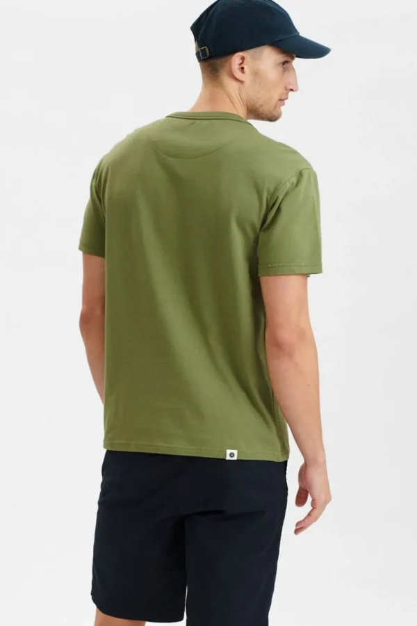 Mand Anerkjendt Akkikki Double Pocket Tee - Olivine