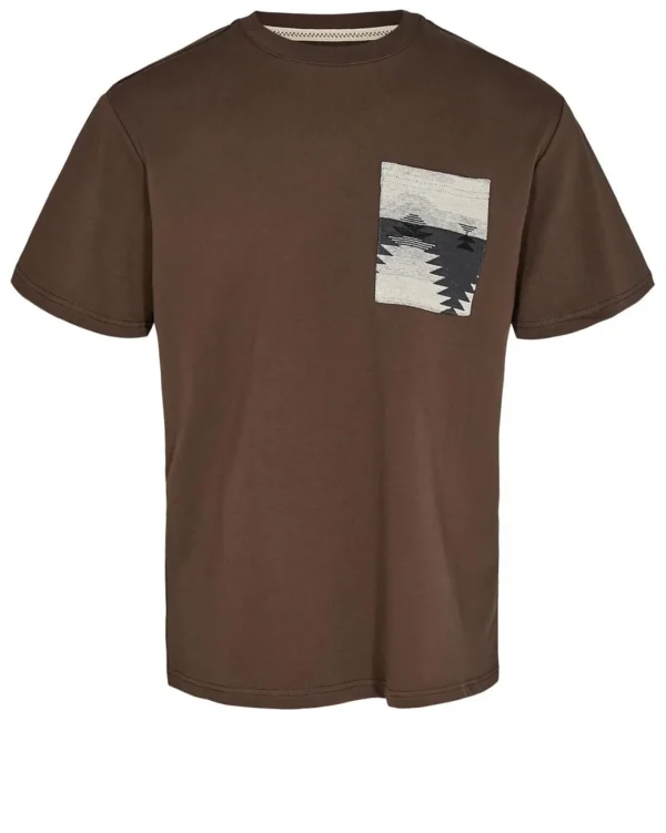 Mand Anerkjendt Akkikki Jacquard Pocket Tee - Chocolate Brown