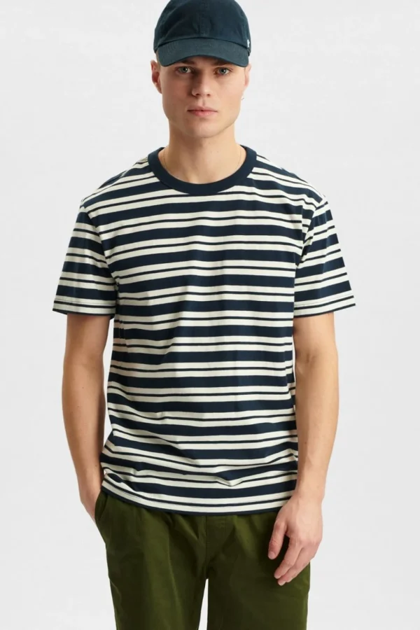 Mand Anerkjendt Akkikki Noos Stripe Tee - Sky Captain