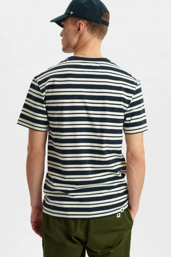 Mand Anerkjendt Akkikki Noos Stripe Tee - Sky Captain