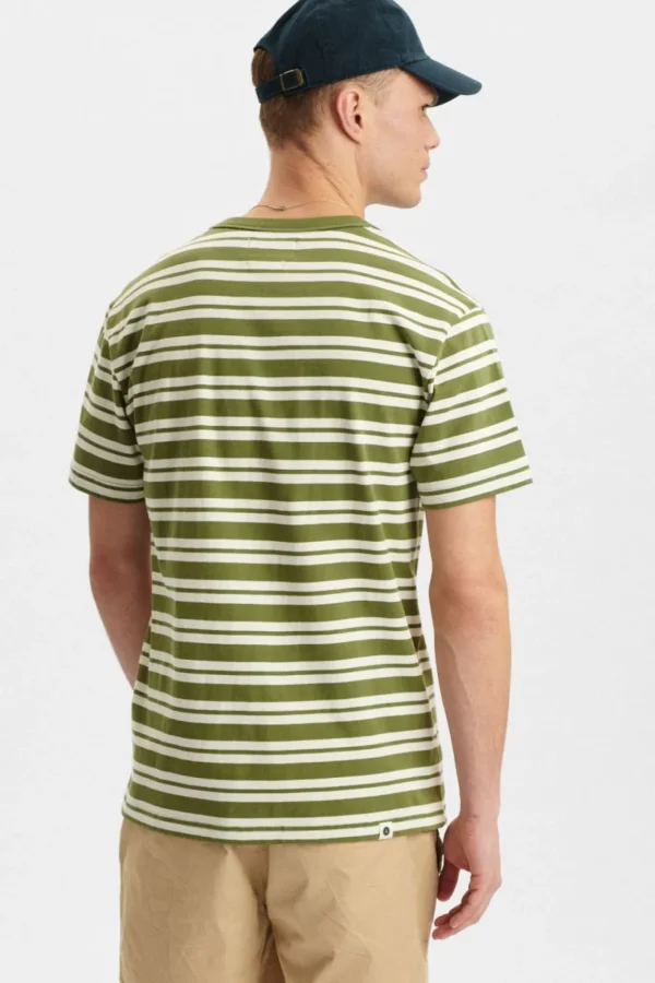 Mand Anerkjendt Akkikki Noos Stripe Tee - Olivine