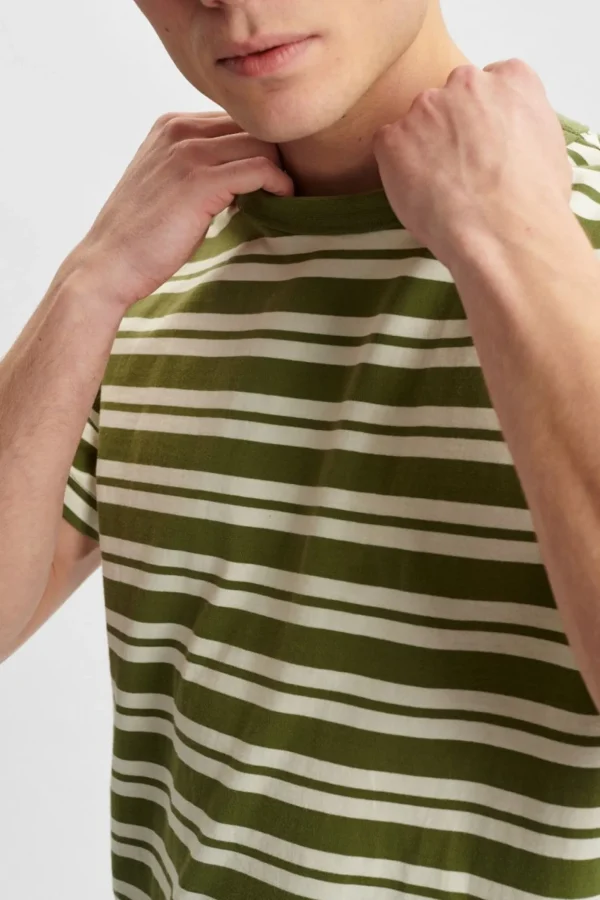 Mand Anerkjendt Akkikki Noos Stripe Tee - Olivine