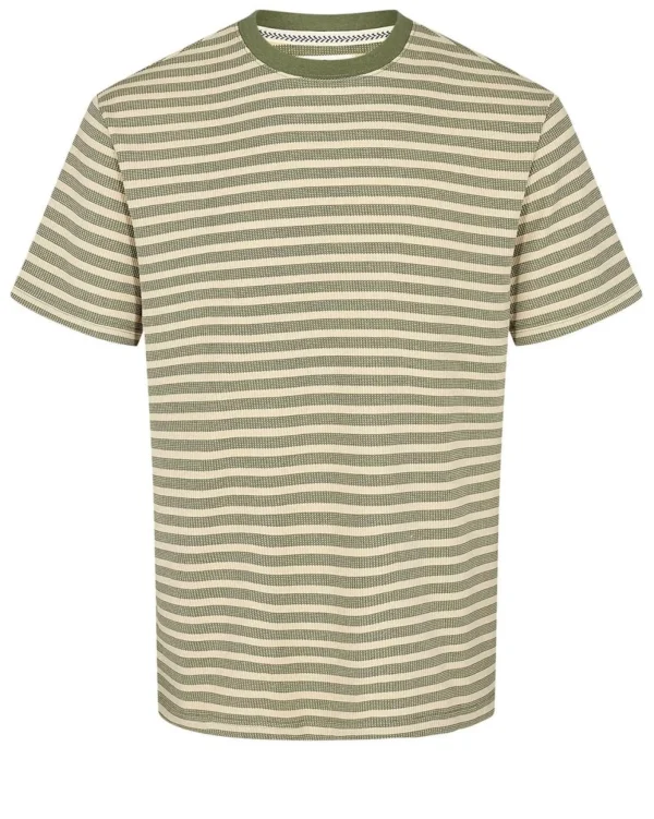 Mand Anerkjendt Akkikki S/S Stripe Waffle - Olivine