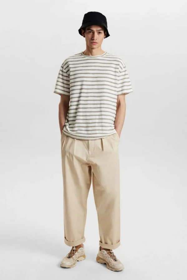 Mand Anerkjendt Akkikki S/S Structure Stripe - Olivine